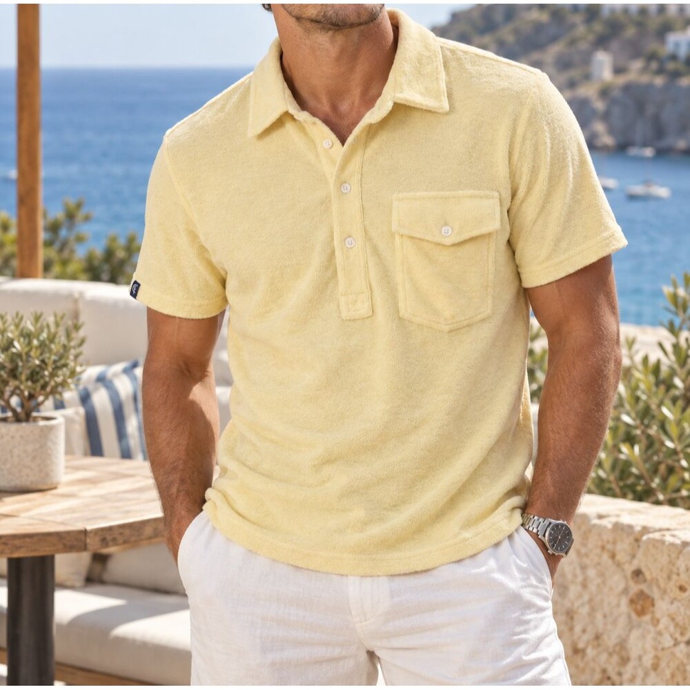 Criquet Terrycloth Players Men's Polo T-Shirt Collared Short Sleeves S 290715